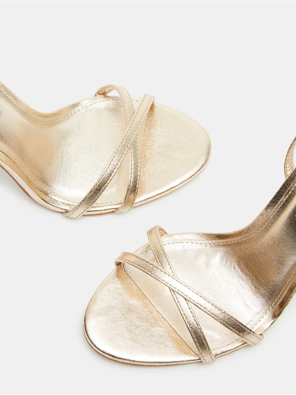 Steve Madden Gold Strappy Stiletto Sandals with Ankle Tie Size 7 - Picture 5 of 9